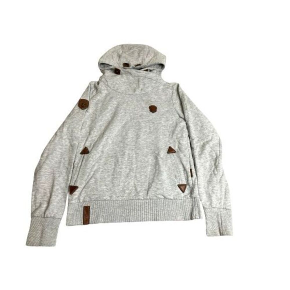 Naketano Sweatshirt Womens Medium Gray Hoodie Cowl Neck Sweater Outdoor Owl Lady
